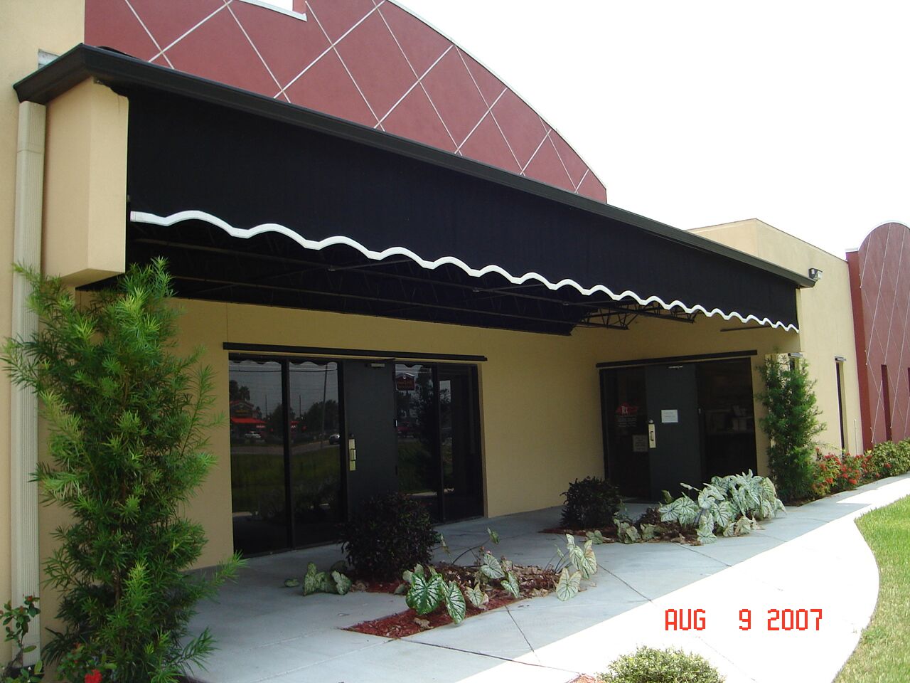 Commercial awning - black valance