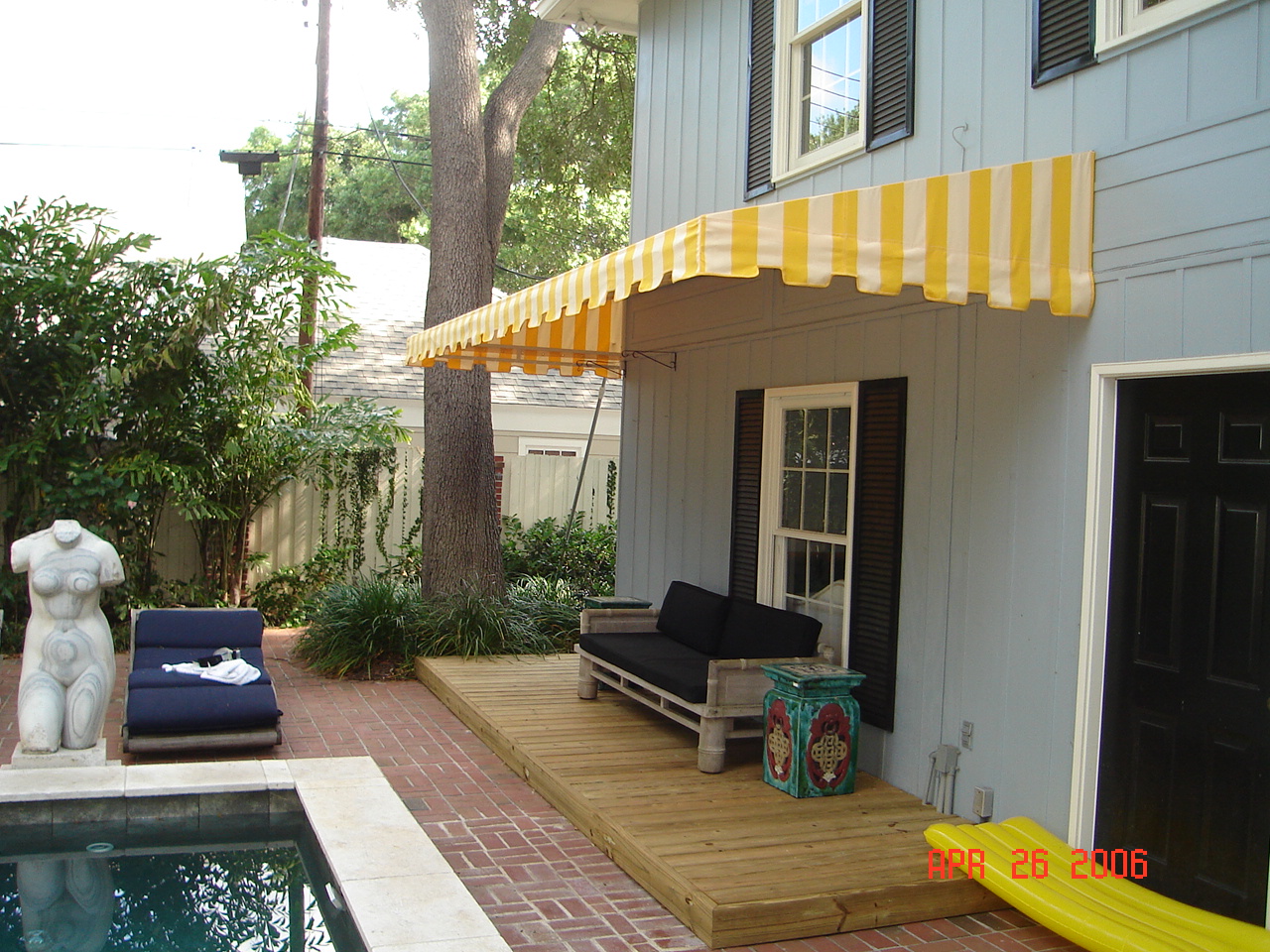 Residential awning - residential awning yellow and white